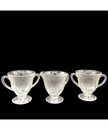 Hazel-Atlas ROYAL LACE Clear Depression Glass Footed Creamer, 2 Open Sug... - $42.24 CAD
