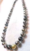 Handmade Multi-Color Black Tahitian round-Shape Pearl Necklace X&#39;mas gift - £1,250.45 GBP