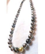 Handmade Multi-Color Black Tahitian round-Shape Pearl Necklace X&#39;mas gift - $1,590.00