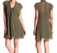 Haute Hippie Front Tie Dress XSmall 0 2 Green + Optional Liner $325 Sheer NWT - £102.22 GBP