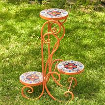 Zaer Ltd. Mosaic Tile Furniture (3 Pot Plant Stand, Saint Petersburg Orange) - £78.62 GBP