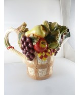 Ceramic Pitcher/Vase Fall Thanksgiving Harvest theme 9&quot;x 11&quot; Fruits &amp; Ve... - $496.50 MXN