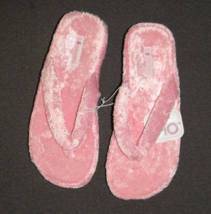 NWT Women&#39;s Size XL, 11-12 NOBO Pink Plush Flip Flop Slippers - $16.49
