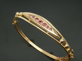 Vintage Antique 14k Rose Gold Over Bracelet / Bangle Ruby &amp; Diamond 4.50Ct - £142.59 GBP