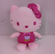 Sanrio Hello Kitty Pink With Tulip &amp; Bow 7&quot; Bean Bag Plush - £5.33 GBP