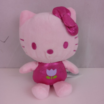 Sanrio Hello Kitty Pink With Tulip &amp; Bow 7&quot; Bean Bag Plush - £5.37 GBP