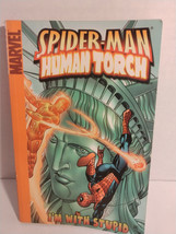 Marvel Comic Book Spider-Man Human Torch I&#39;m With Stupid 2005 - £19.98 GBP