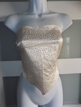 Shein Ivory Animal Print Bandeau Tie Halter Top Size L Women&#39;s NWOT - $315.24 MXN