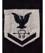 USN SONARE TECHNICIAN  RATING BADGE PO3 PRE-1960 BLACK ON WHITE  USED - €2,86 EUR