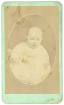 CIRCA 1880&#39;S CDV Adorable Baby Infant Wearing White Dress A.B. Paxton Albany, OR - £7.56 GBP
