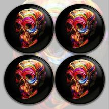 4 x 58 mm Domed  by Skull Decal Sticker for Rims - Wheel Caps - Wheel Ce... - £11.01 GBP