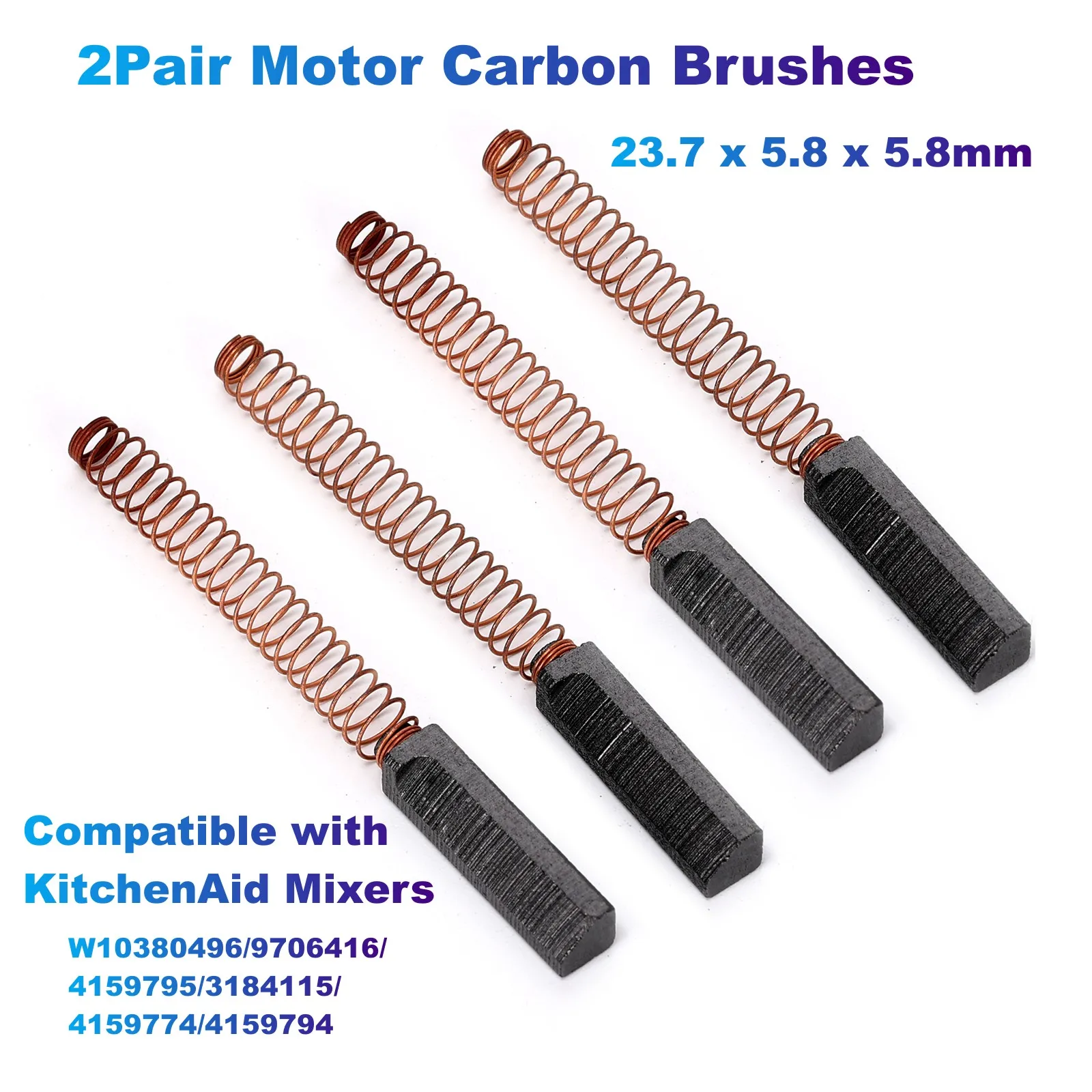 2Pair Motor  Brushes (23.7x5.8x5.8mm) Compatible with KitchenAid Mixers W1038049 - £45.84 GBP