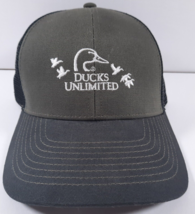 Ducks Unlimited Black/Gray Baseball Cap Hook &amp; Loop Adj.  Headwear  Trucker Hat - £11.81 GBP