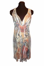 Press Apparel Plunging V-neckline Knee Length Multi-Color Sleeveless Dress - £10.89 GBP