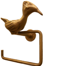 Brass Tissue Paper Holder Toilet Wood Pecker Figurine Vintage Hanging Home Decor - £71.39 GBP