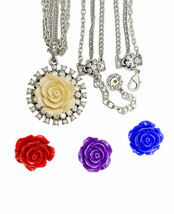 Interchangeable Multicolor Magnetic Roses Necklace Set Gift Box By Sweet Romance - £41.89 GBP