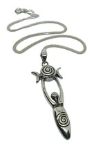 Triple Moon Goddess Necklace 18&quot; Chain 925 Silver Spiral Gaia Lunar Pagan Boxed - £34.29 GBP
