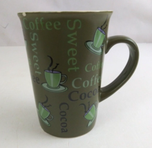 Mulberry Home Collection Coffee Sweet Cocoa Green 4.75&quot; Coffee Cup Mug - $7.75