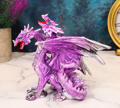 Fearsome Metallic Purple Double Headed Hydra Dragon Fantasy Figurine 4.75&quot;H - €20,46 EUR