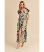 Aemi + Co Lace Detail Slit Geometric Print Short Sleeve Maxi Dress - €35,86 EUR