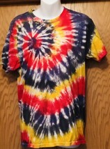 Red Navy Yellow Tie Dyed T-Shirt Adult Size Medium Pride - $7.92