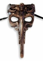 Copper Skull Red Eyes Long Nose Masquerade Mardi Gras Mens Mask - £18.40 GBP