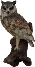 Realistic Nature Wildlife Eurasian Eagle Owl Perching On Tree Statue 14.25&quot;Tall - £70.76 GBP