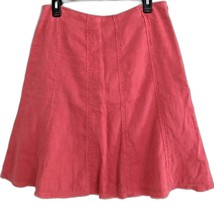 Boden Linen Flare Skirt Size 10 Pink Retro Raw Hem Coastal Swing Fully Lined - £16.66 GBP