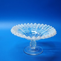 Northwood Or Dugan Ruffled Panel Compote - Ice Blue To Frost White, 7&quot; D... - $32.06