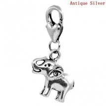 Elephant Clip On Charm Pendant Lobster Clasp Fits Link Chain M12 - £2.76 GBP
