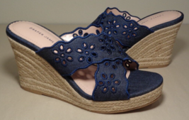 Draper James Size 7 M EMILY Navy Wedge Heeled Sandals New Women&#39;s Shoes - $117.81