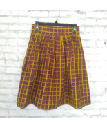 Colorful Geometric A-Line Skirt Womens Small Art Pleated Pockets Handmade - $24.99