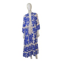 InTrend white and blue floral long length flare type dress button front ... - $137.65 CAD
