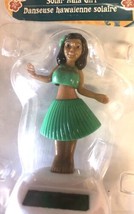 Hawaiian Hula Girl Solar Powered Figurine Green Skirt Wiggles Hips - £7.07 GBP