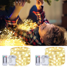 2 Packs Fairy Lights Battery Operated, 16.5 FT 50 Leds Christmas String Lights R - £12.12 GBP