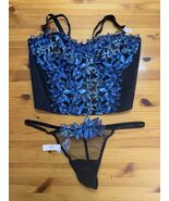 VICTORIA'S SECRET 36DD/XL Very Sexy Ziggy Glam Blue Black Longline Bra T... - $47.51