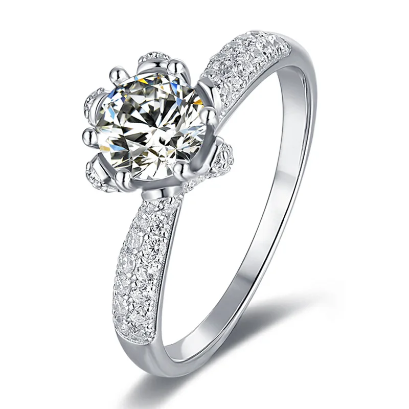 1ct Moissanite Diamond  18K Gold Plated Luxury  Flower Engagement Wedding  Rings - £56.24 GBP