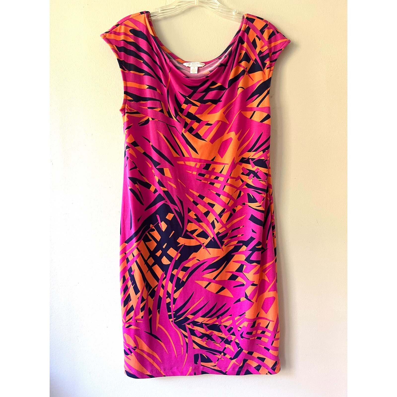 Tori Richard Sz S Tropical Summer Print Mini Tank Dress Stretch Pullover - $26.61