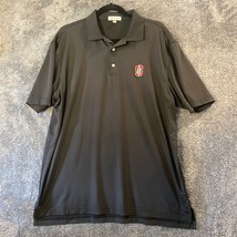 Peter Millar Polo Mens Large Black Stanford University Performance Shirt... - $19.87