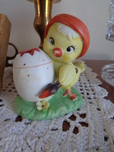 Lefton Chick Painting An Egg Figurine Chicken - £15.97 GBP