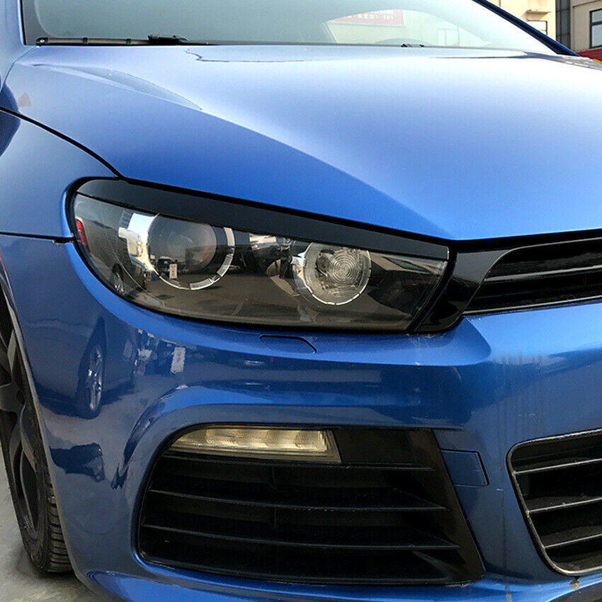 Gloss Black Head Light Lamp Eyebrow Eyelid Cover Trim fits VW Scirocco 2... - $30.08