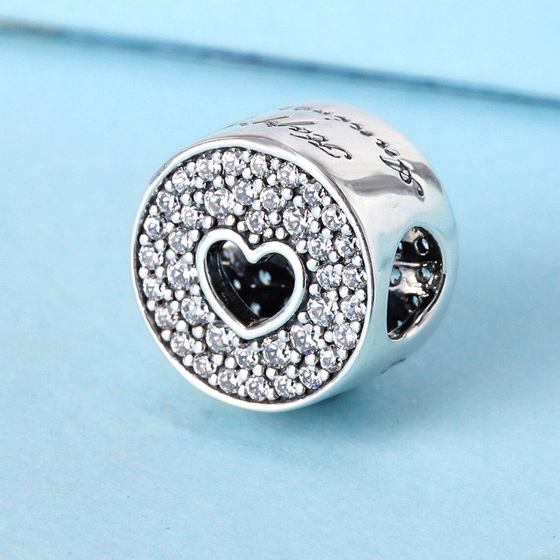 925 Sterling Silver Anniversary Celebration with Clear Cz Charm Bead
