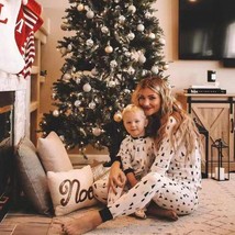 Christmas tree pajamas Mommy and me black and white, minimalist matching Xmas pj - £47.96 GBP