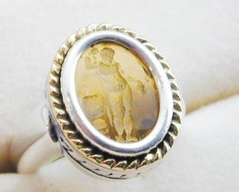 H.W. Burdick Sterling &amp; 18k Cable Carved Intaglio Ring Nude Woman?  8 - $140.00