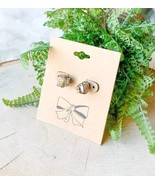Mark Ashton Gold Wire Wrap Metallic Silver Stone Post Stud Earrings Pyri... - $309.62 MXN