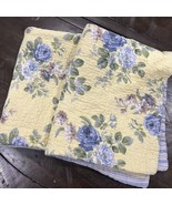 Two Laura Ashley LINLEY Yellow Blue Floral Quilted Cotton Standard Pillo... - £23.51 GBP