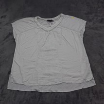 Gloria Vanderbilt Shirt Womens XL White Short Sleeve VNeck Embroidered Blouse - £17.90 GBP