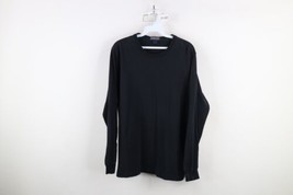 Vintage 90s Lands End Womens Large Faded Blank Long Sleeve T-Shirt Black Cotton - £34.40 GBP