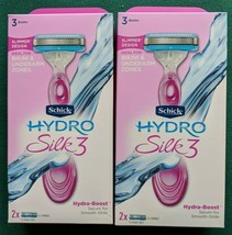 Lot Two Schick Hydro Silk 3 Hydra-Boost Serum Smooth Razor 1 Handle 2 Cartridges - £9.02 GBP