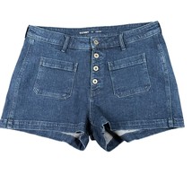 Old Navy Womens 14 Dark Wash High Rise Button Front Blue Jean Denim Shorts - £9.25 GBP